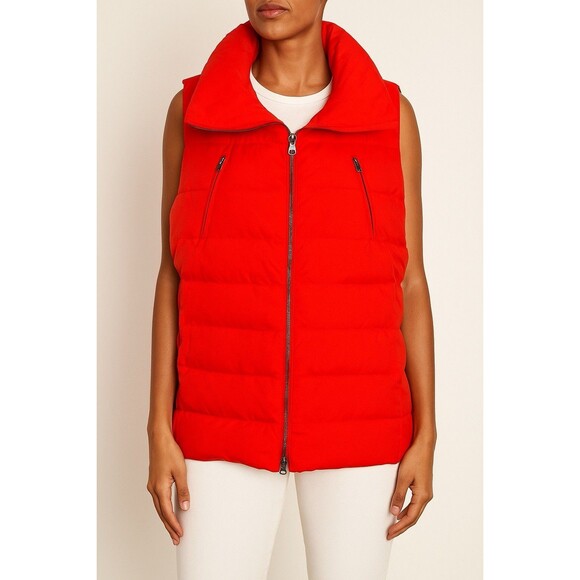 Eileen Fisher Funnel Neck Down Puffer Vest in Red Size M Medium EUC!! - Picture 1 of 5